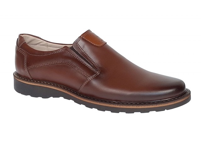 Pantofi barbati casual din piele naturala maro cu elasic - GKR480EM